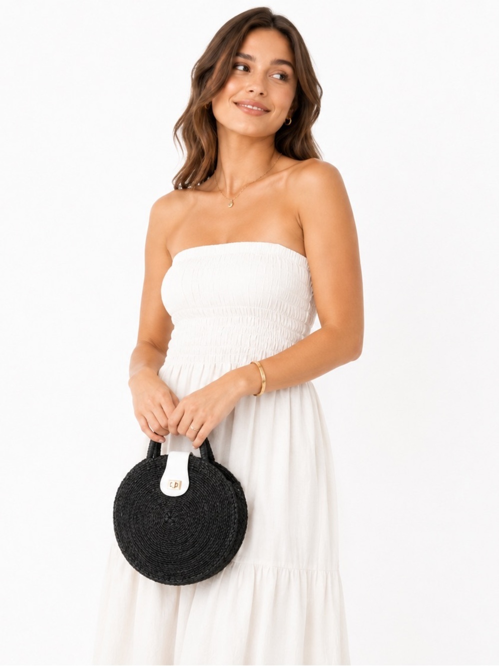 [Kayu] Black Woven Straw Bag